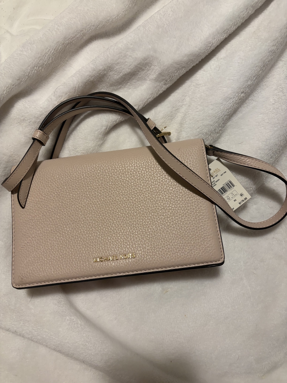 Michael Kors Light Blush Pebbled Leather Top-Handle Crossbody